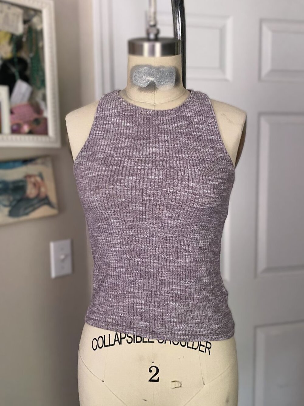AEROPOSTALE Mauve lavender Ribbed stretch Knit Halter Crop Tank *X-SMALL* B221